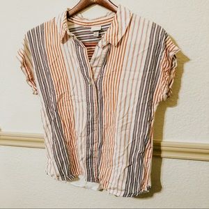 Casual Stripped Button Down Tee